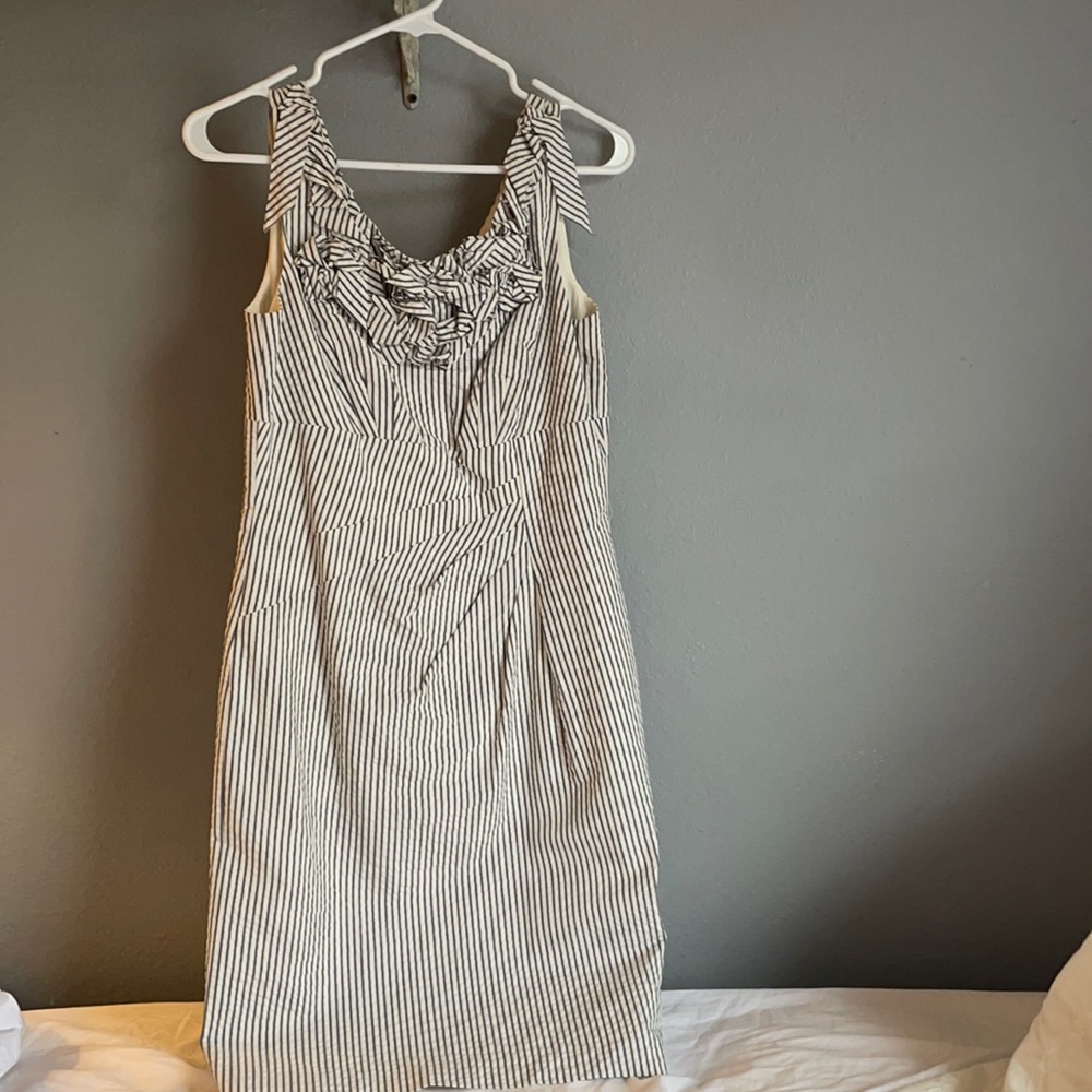 ANTONIO MELANI Blue and White Searsucker Dress